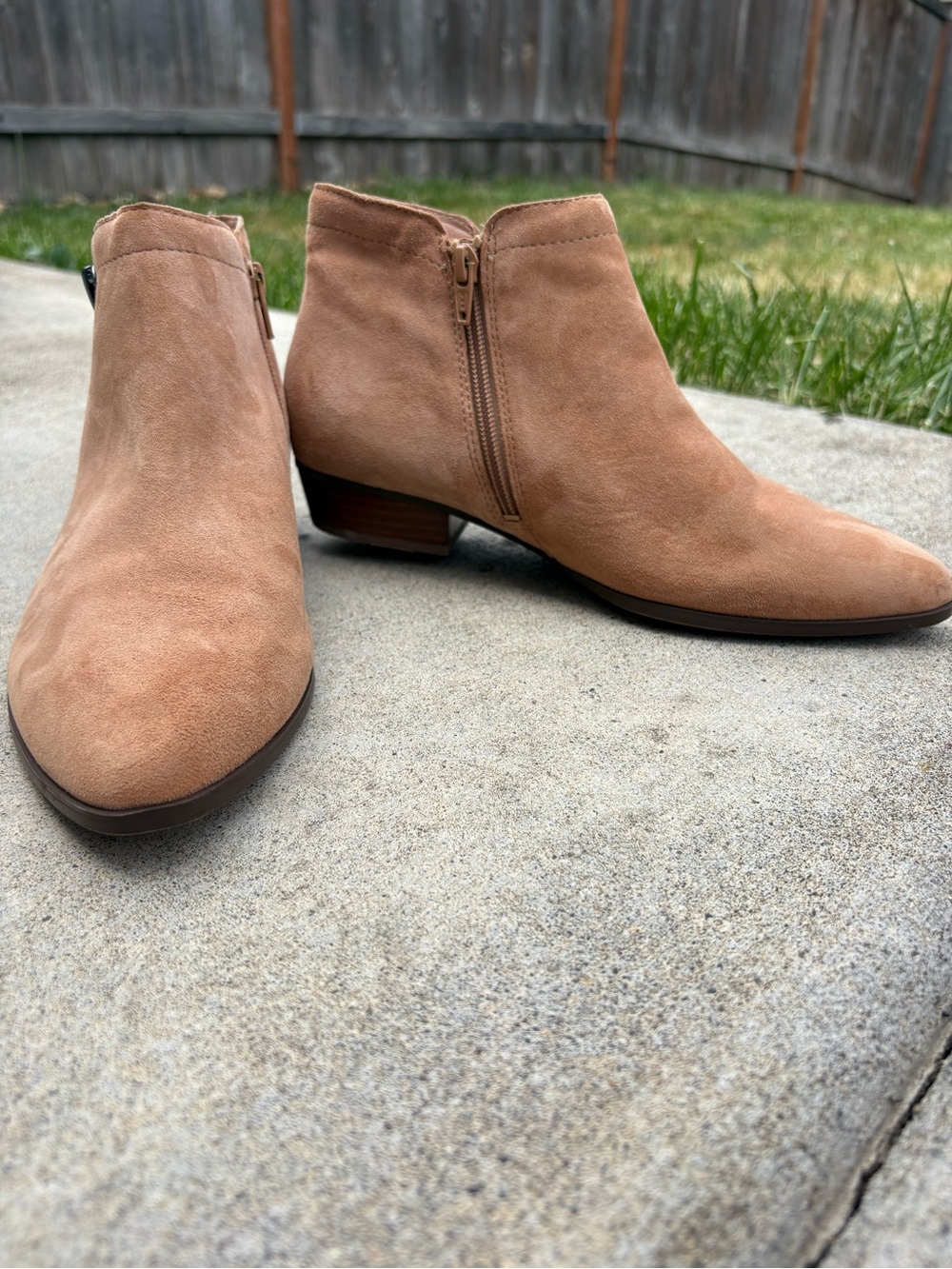 Naturalizer Blair Tan Suede Ankle Booties with Side Zip
